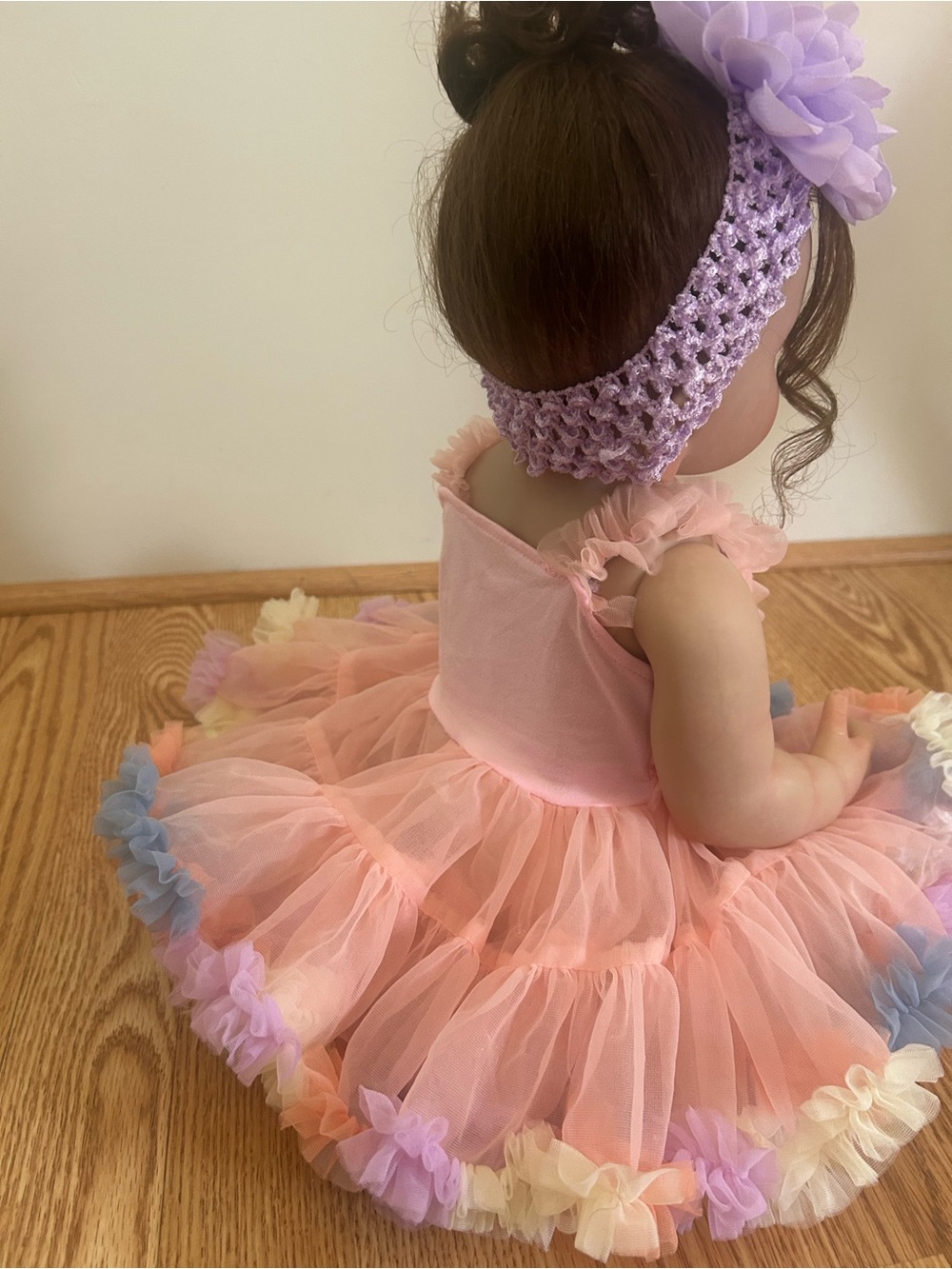 Cute Pink Ruffle Baby Doll in Pastel Tutu Dress Full body Vinyl - Picture 5 of 9